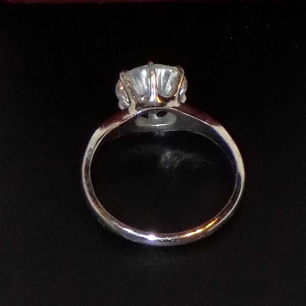 Vintage IOC Signed Uncas Sterling Silver Large Solitaire 6 Prong Size 7 Ring - Picture 7 of 13